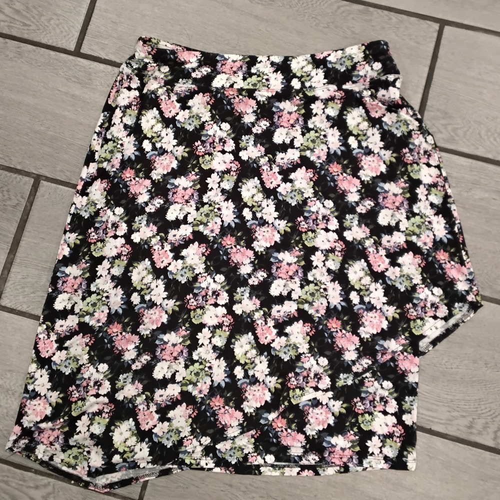 j.Jill Collection Black‎ Floral Print Midi Skirt Size S
